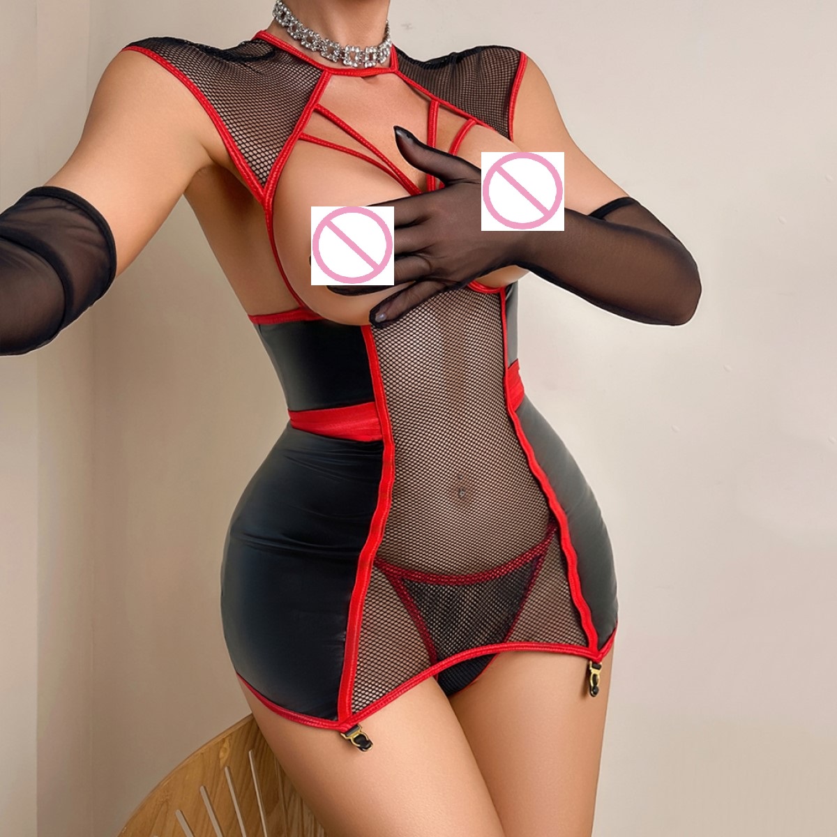 Wholesale Women's Sexy Mesh Se - огляд і ціна Garter Belt Set