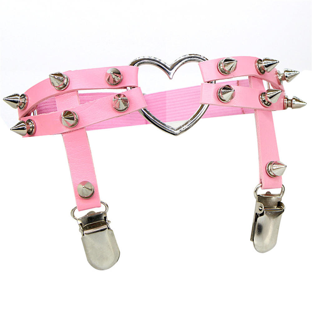 1Pcs Women Punk Goth Heart PU  - огляд і ціна Garter Belt Set