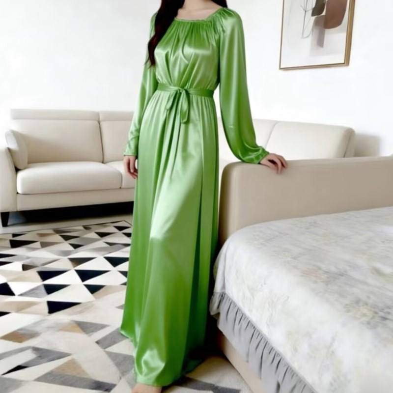 Glossy Ice Silk Night Robe Wit - огляд і ціна Robe Silk Women